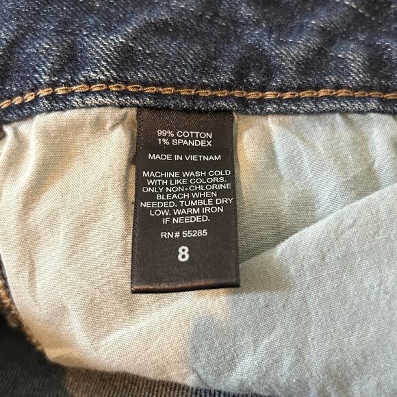 Express Womens Shorts Blue Denim Mid Rise Cotton Blend Cut Off Stretch 8 - Picture 5 of 11